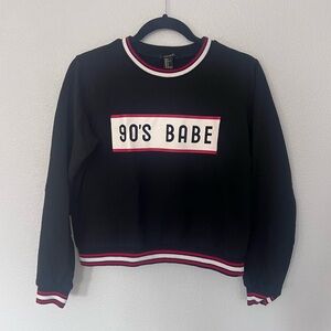 Forever 21 Black White Red 90s Babe Crew Neck Sweatshirt Size Small
